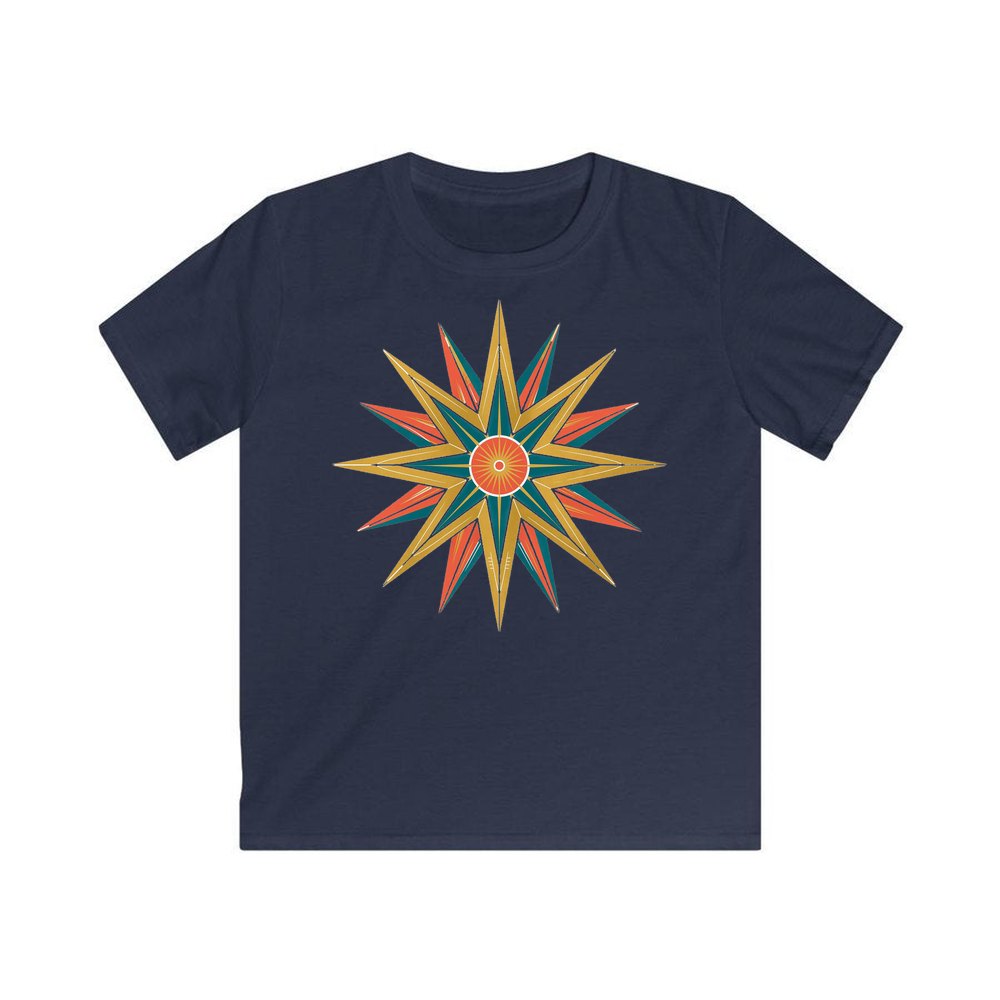 Atomic Starburst Star personalised kids Christmas tee in navy