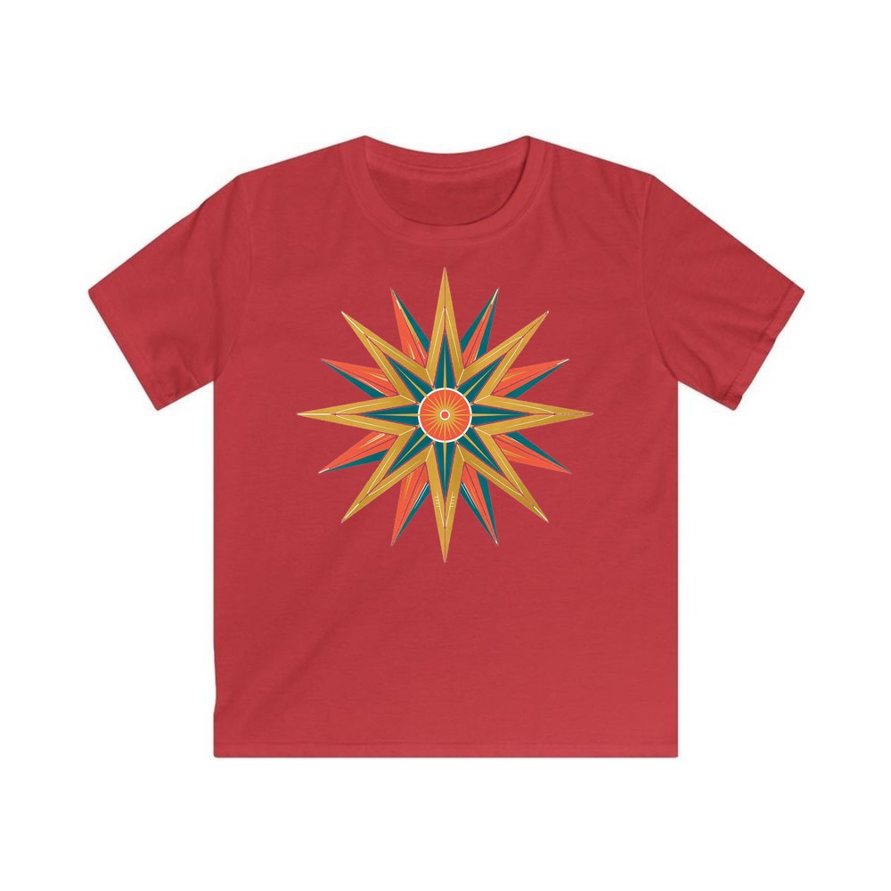 Atomic Starburst Star personalised kids Christmas tee in red