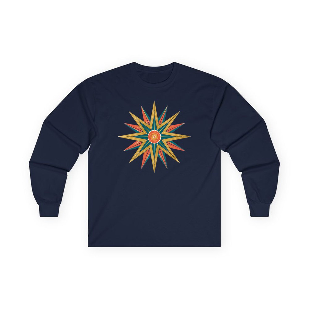 Atomic Starburst Star personalised long sleeve Christmas T-shirt in navy