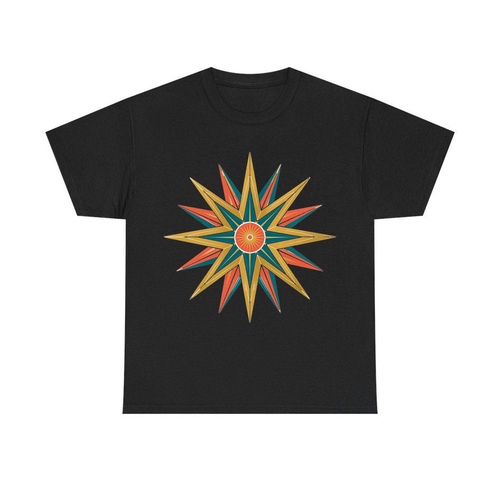 Atomic Starburst Star personalised Christmas T-shirt in black