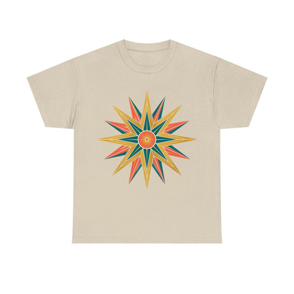 Atomic Starburst Star personalised Christmas T-shirt in sand