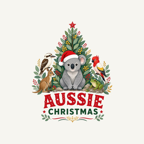 Aussie Animals Christmas Tree Personalised Kids and Baby Christmas Tee