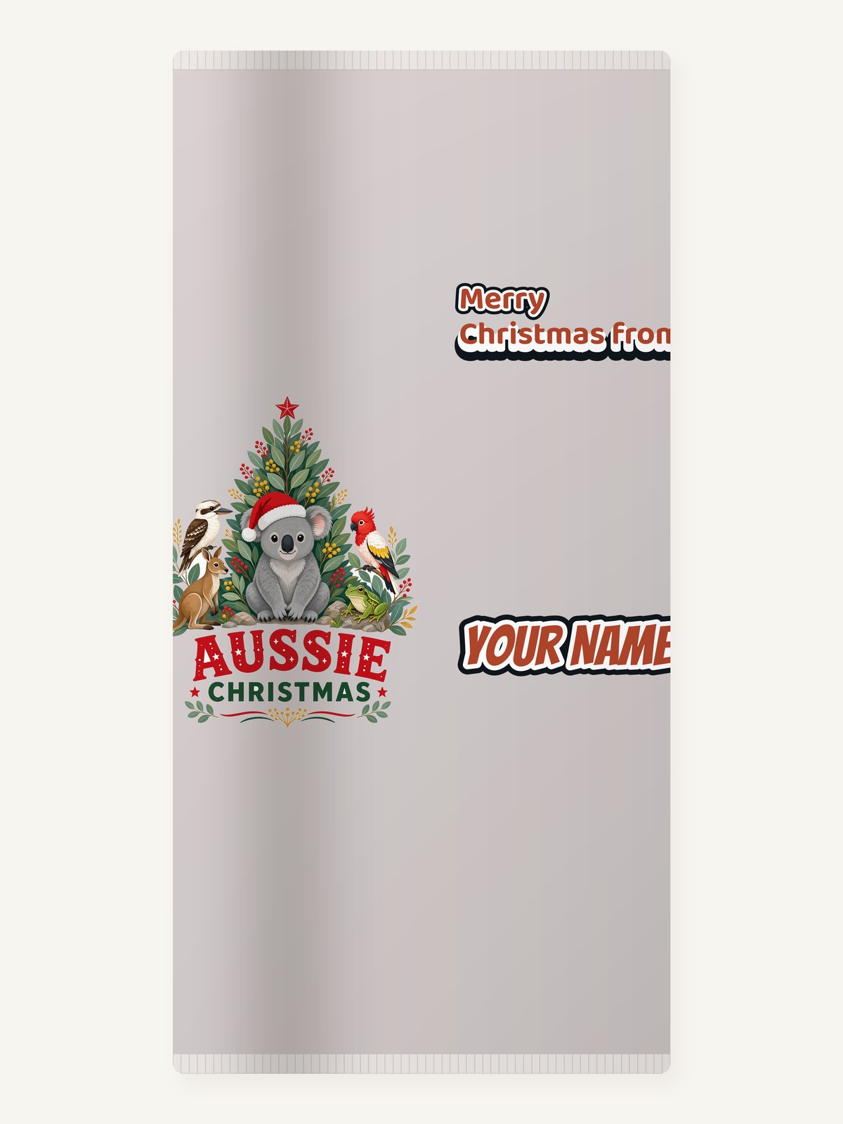 Aussie Animals Christmas Tree Personalised Beach Towel