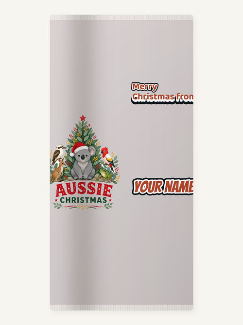 Aussie Animals Christmas Tree Personalised Beach Towel