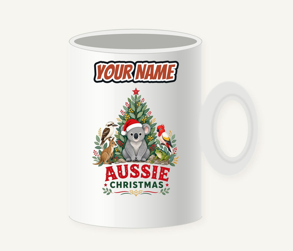 Aussie Animals Christmas Tree Personalised Christmas Mug
