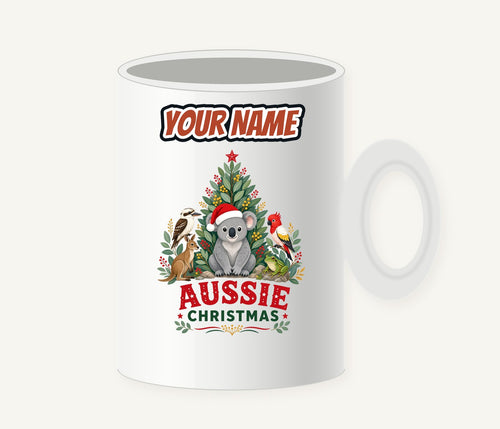 Aussie Animals Christmas Tree Personalised Christmas Mug