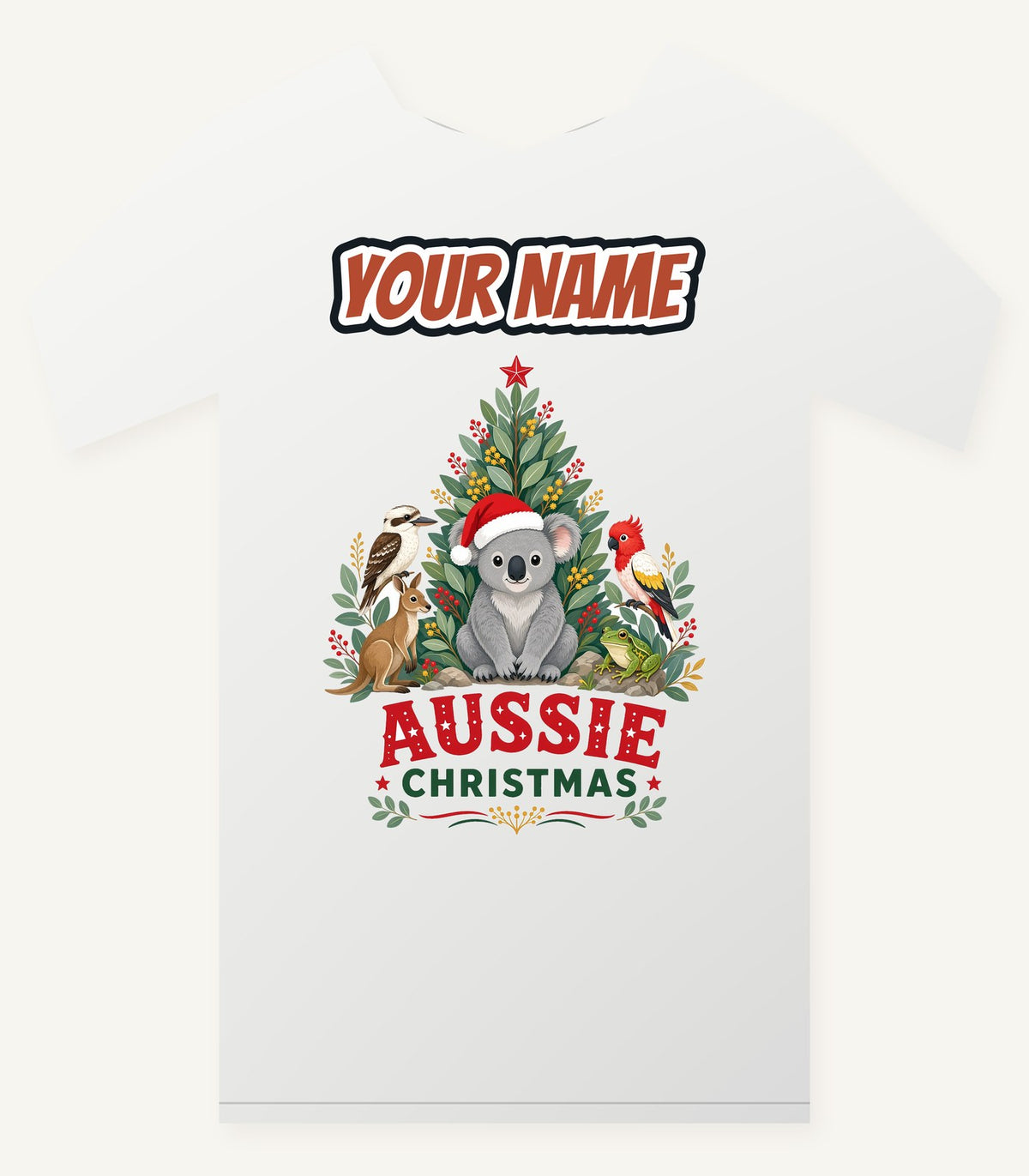 Aussie Animals Christmas Tree Personalised Christmas T-Shirt and Hoodie