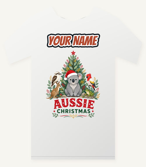 Aussie Animals Christmas Tree Personalised Christmas T-Shirt and Hoodie