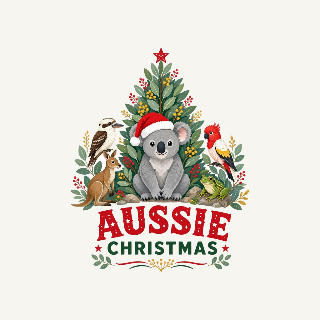 Aussie Animals Christmas Tree Personalised Christmas T-Shirt and Hoodie