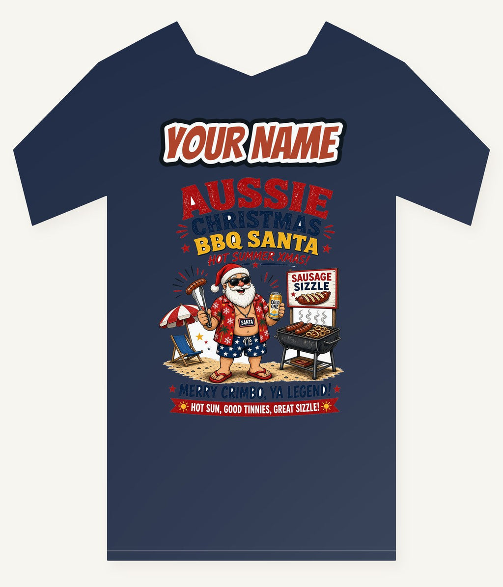 Aussie Barbie Santa Sizzle Personalised Kids and Baby Christmas Tee