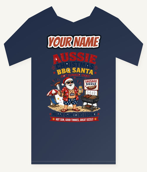 Aussie Barbie Santa Sizzle Personalised Kids and Baby Christmas Tee