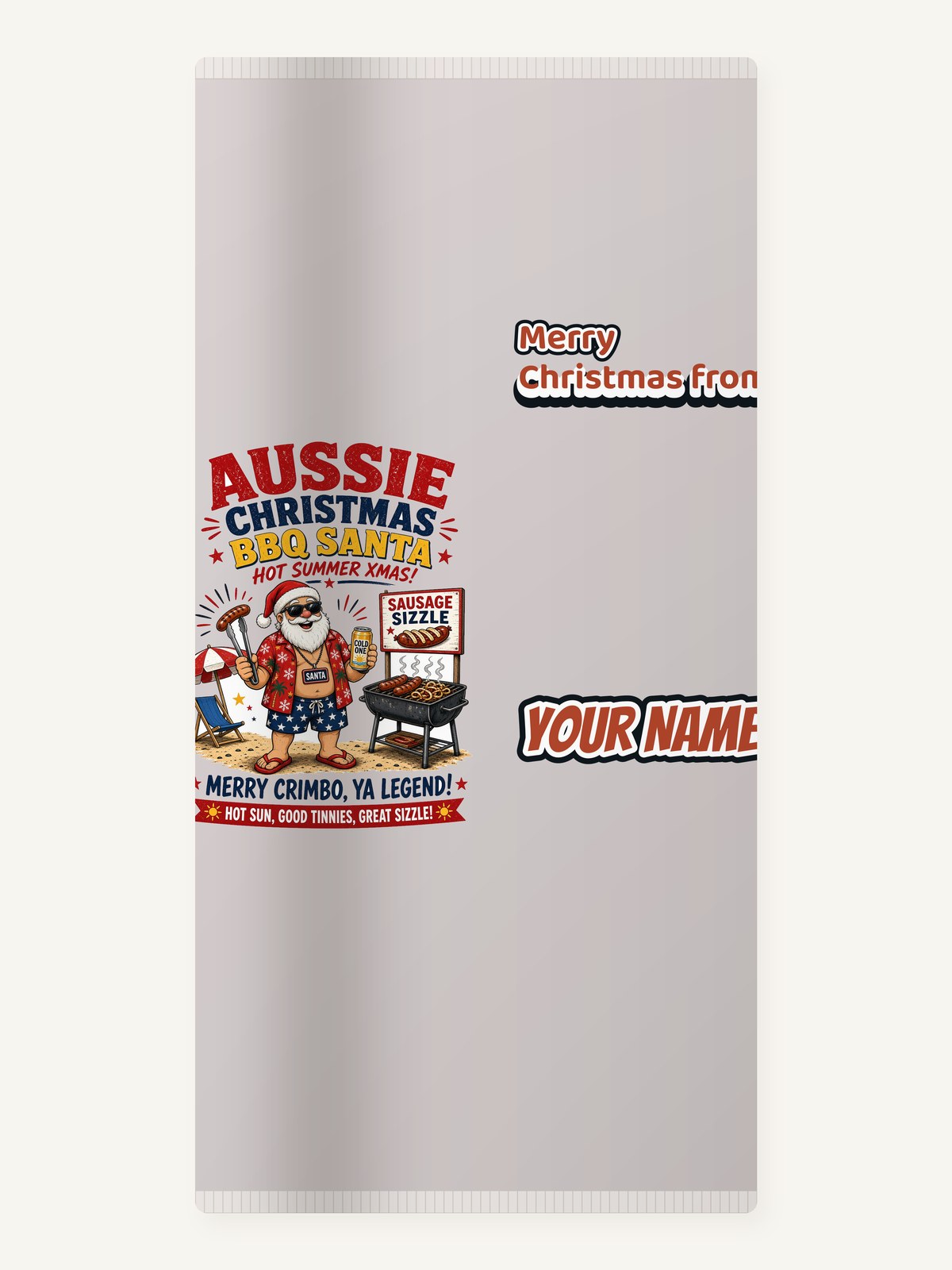 Aussie Barbie Santa Sizzle Personalised Beach Towel