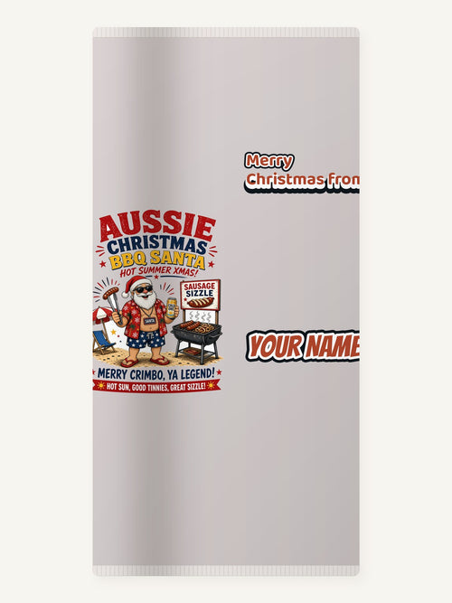 Aussie Barbie Santa Sizzle Personalised Beach Towel