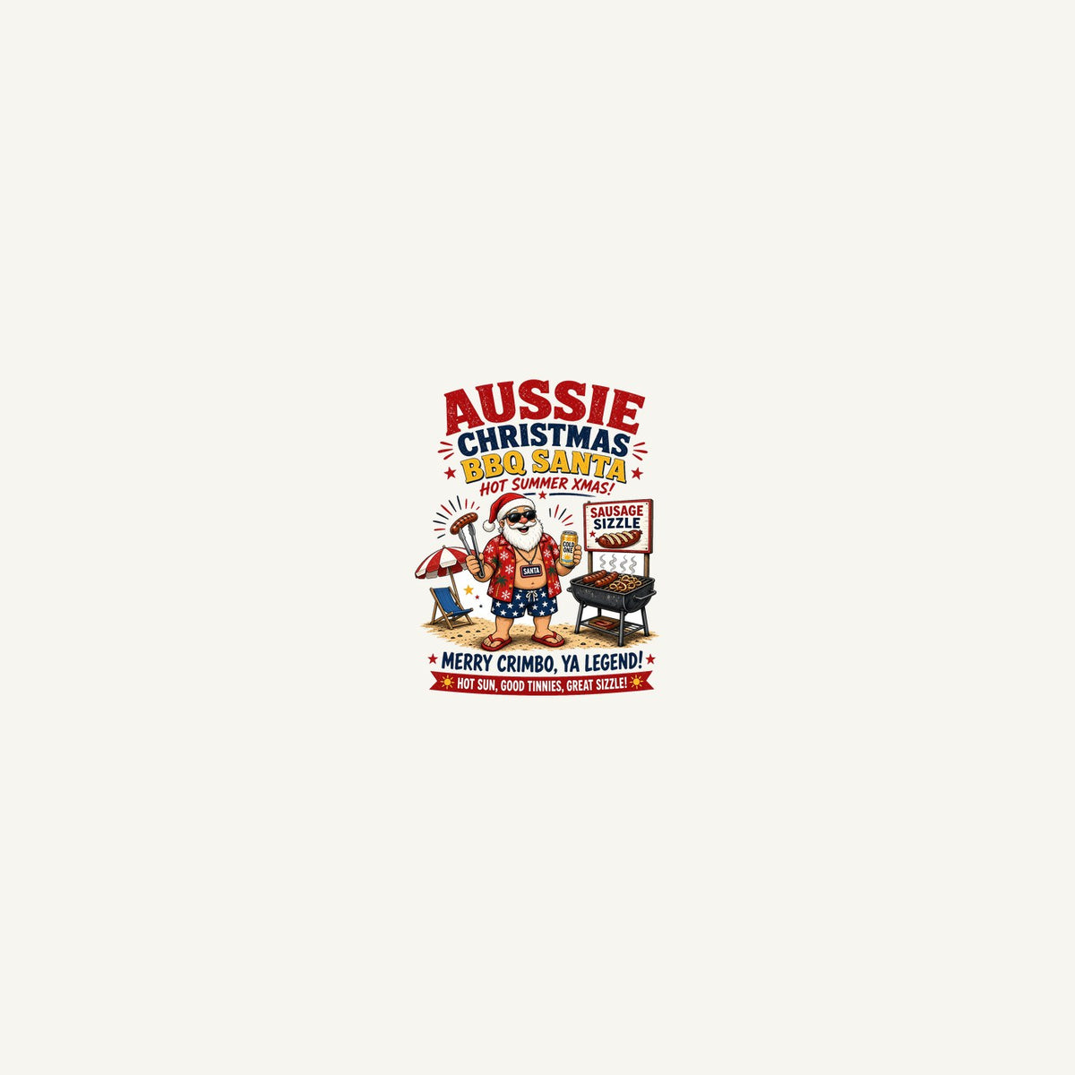 Aussie Barbie Santa Sizzle Personalised Beach Towel