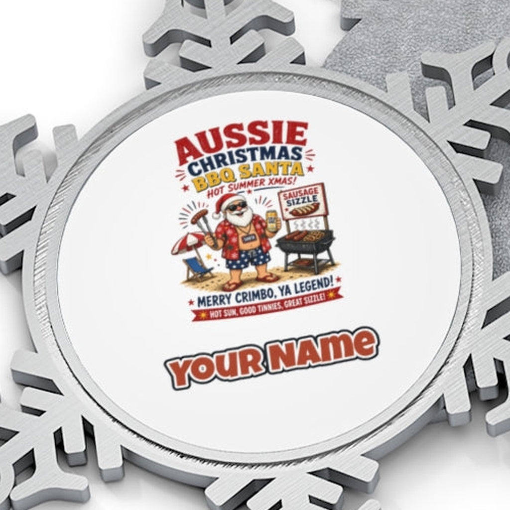 Aussie Barbie Santa Sizzle Personalised Pewter Christmas Ornament
