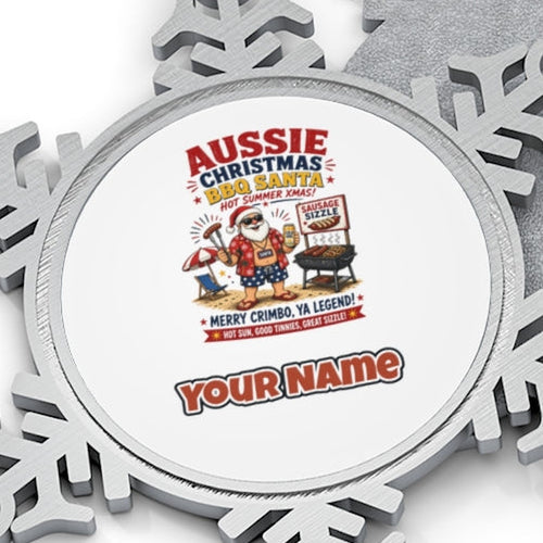 Aussie Barbie Santa Sizzle Personalised Pewter Christmas Ornament