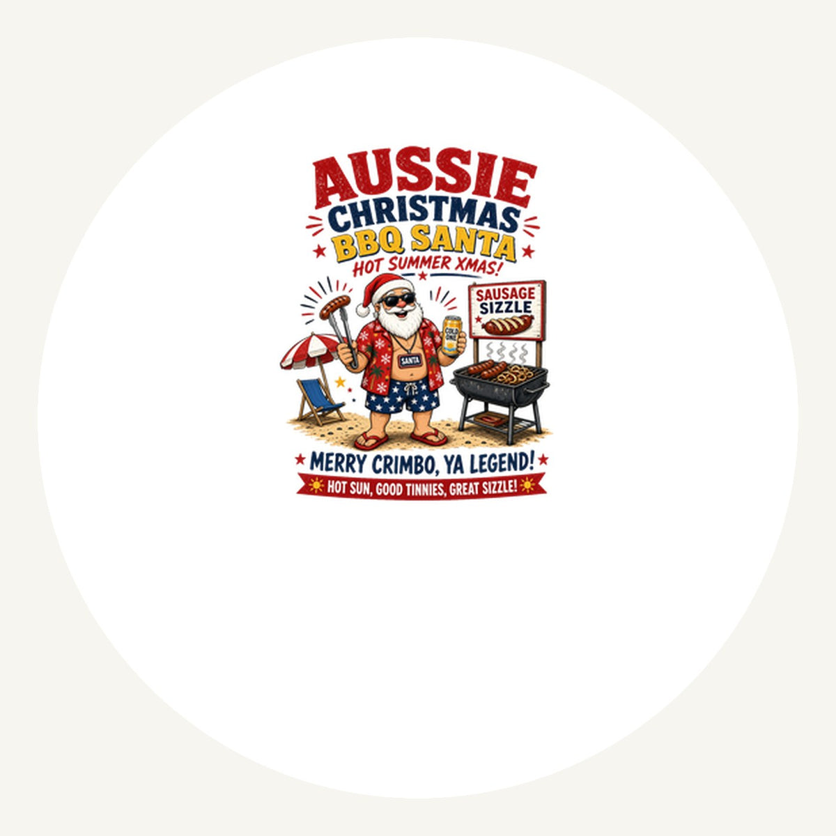 Aussie Barbie Santa Sizzle Personalised Pewter Christmas Ornament