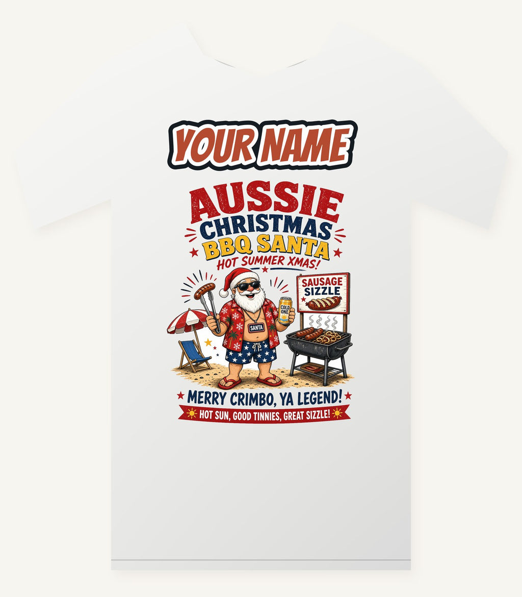 Aussie Barbie Santa Sizzle Personalised Christmas T-Shirt and Hoodie