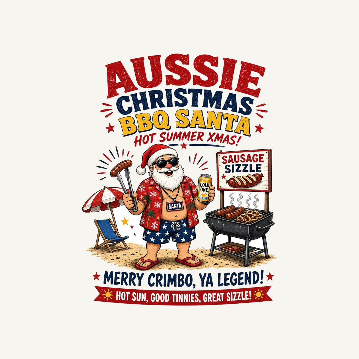 Aussie Barbie Santa Sizzle Personalised Christmas T-Shirt and Hoodie
