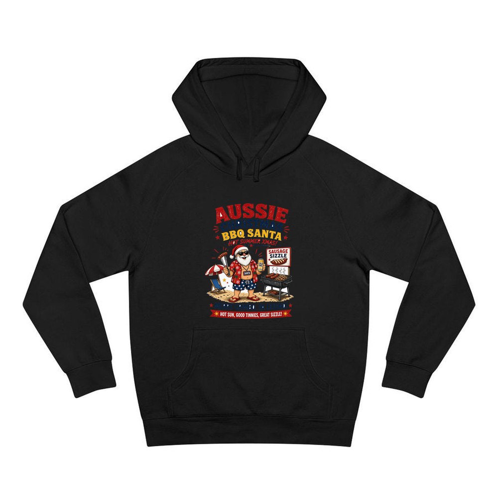 Aussie Barbie Santa Sizzle personalised Christmas hoodie in black