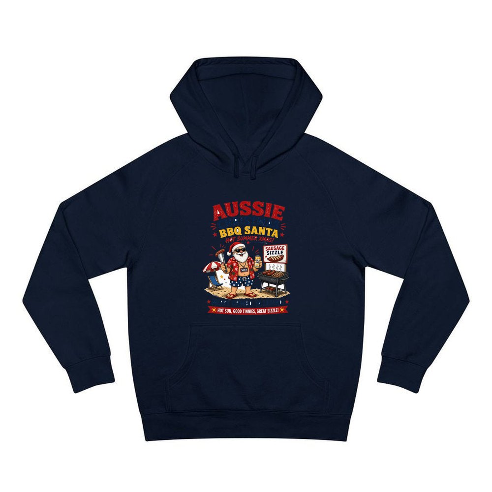Aussie Barbie Santa Sizzle personalised Christmas hoodie in navy