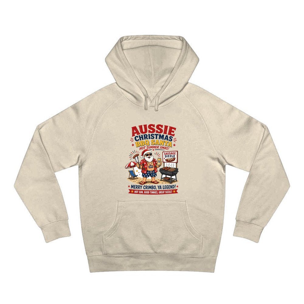 Aussie Barbie Santa Sizzle personalised Christmas hoodie in sand