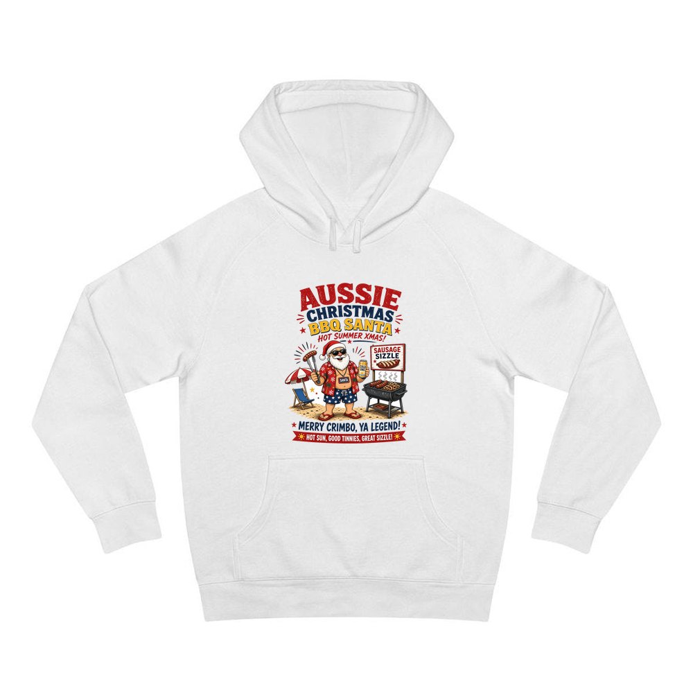 Aussie Barbie Santa Sizzle personalised Christmas hoodie in white