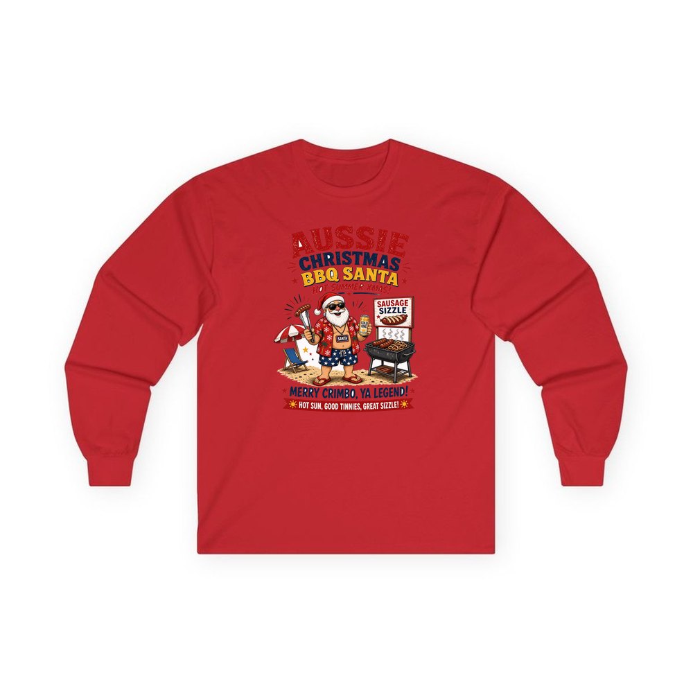 Aussie Barbie Santa Sizzle personalised long sleeve Christmas T-shirt in red