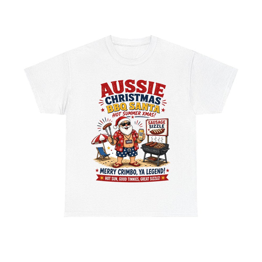 Aussie Barbie Santa Sizzle personalised Christmas T-shirt in white