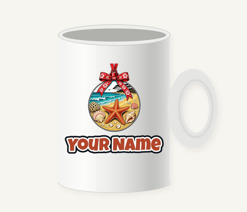 Aussie Beach Christmas Bauble Personalised Christmas Mug