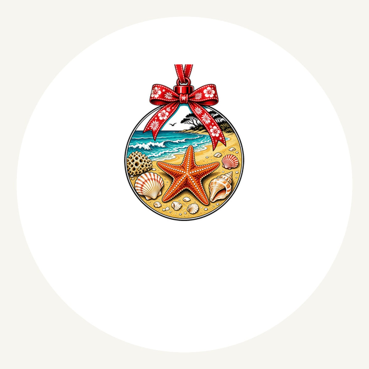 Aussie Beach Christmas Bauble Personalised Pewter Christmas Ornament