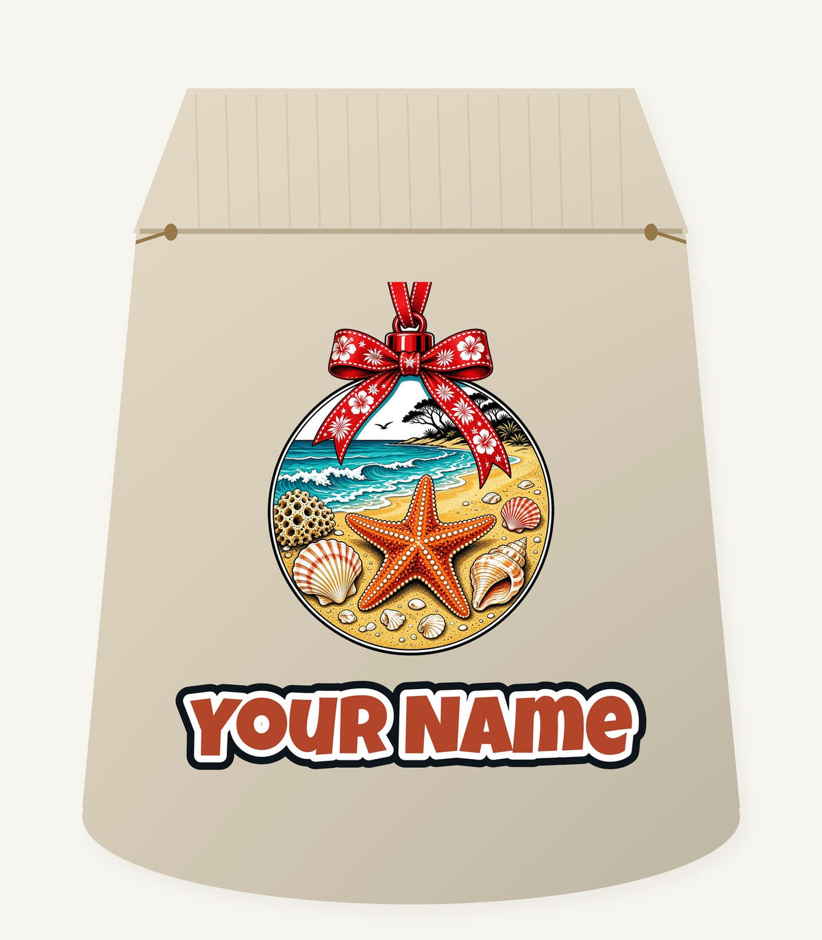 Aussie Beach Christmas Bauble Personalised Santa Sack