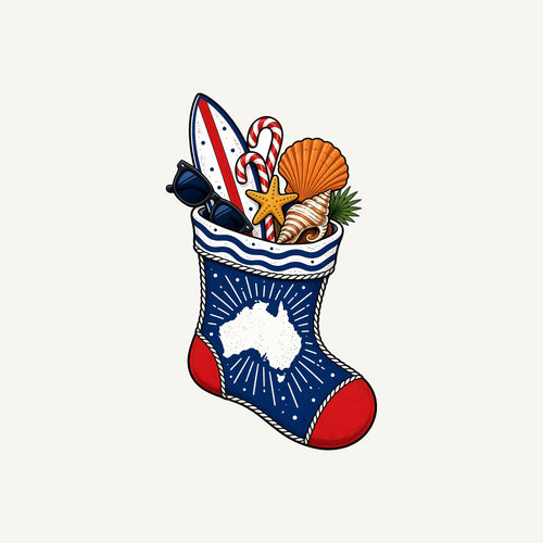 Aussie Beach Christmas Stocking Personalised Kids Tee and Baby Bodysuit