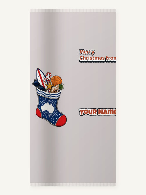 Aussie Beach Christmas Stocking Personalised Beach Towel