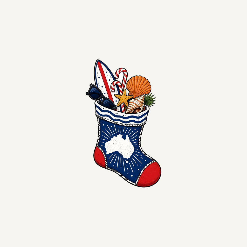 Aussie Beach Christmas Stocking Personalised Christmas Mug