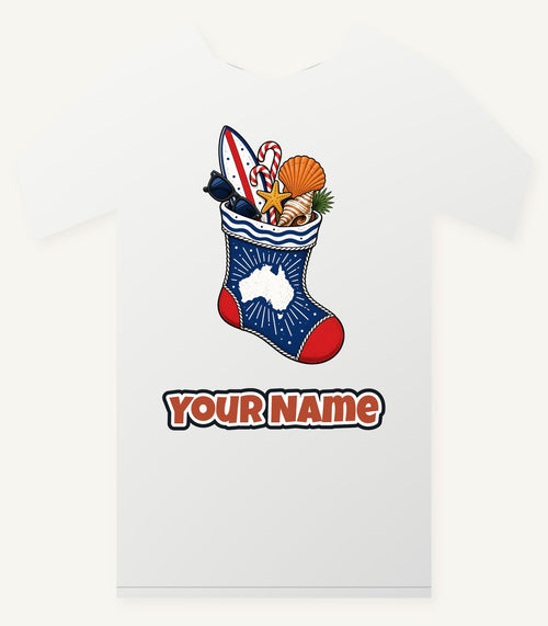 Aussie Beach Christmas Stocking Personalised Christmas T-Shirt and Hoodie