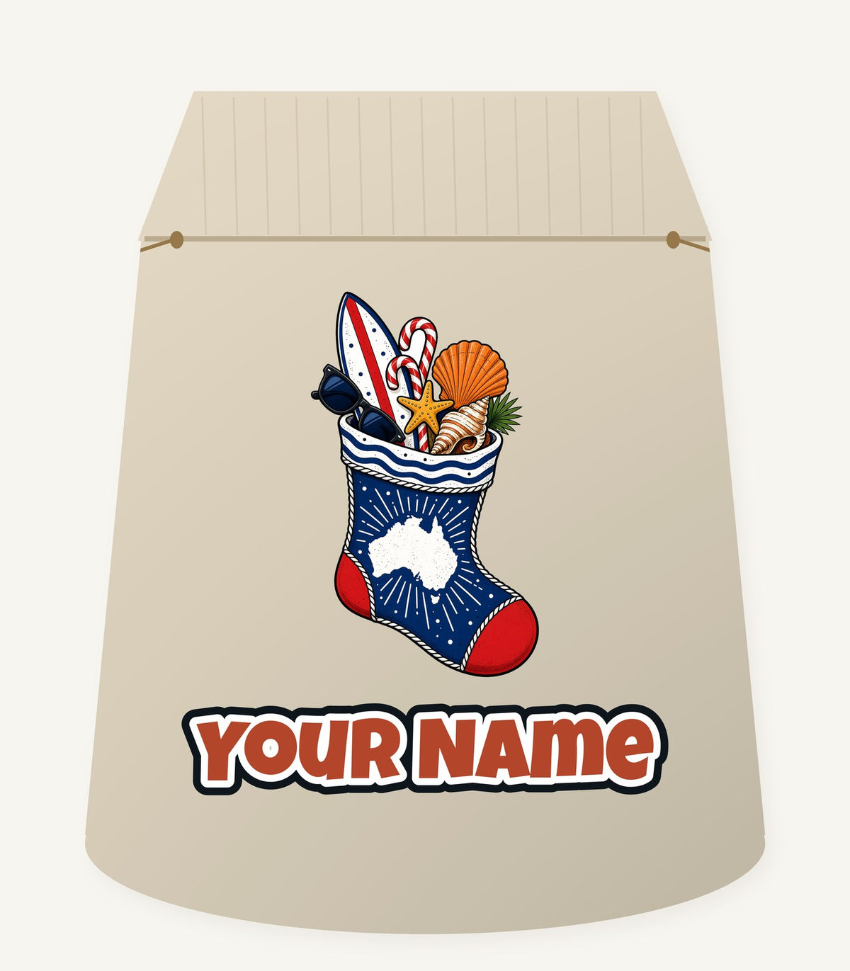 Aussie Beach Christmas Stocking Personalised Santa Sack