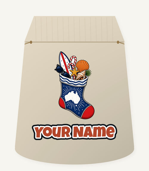 Aussie Beach Christmas Stocking Personalised Santa Sack