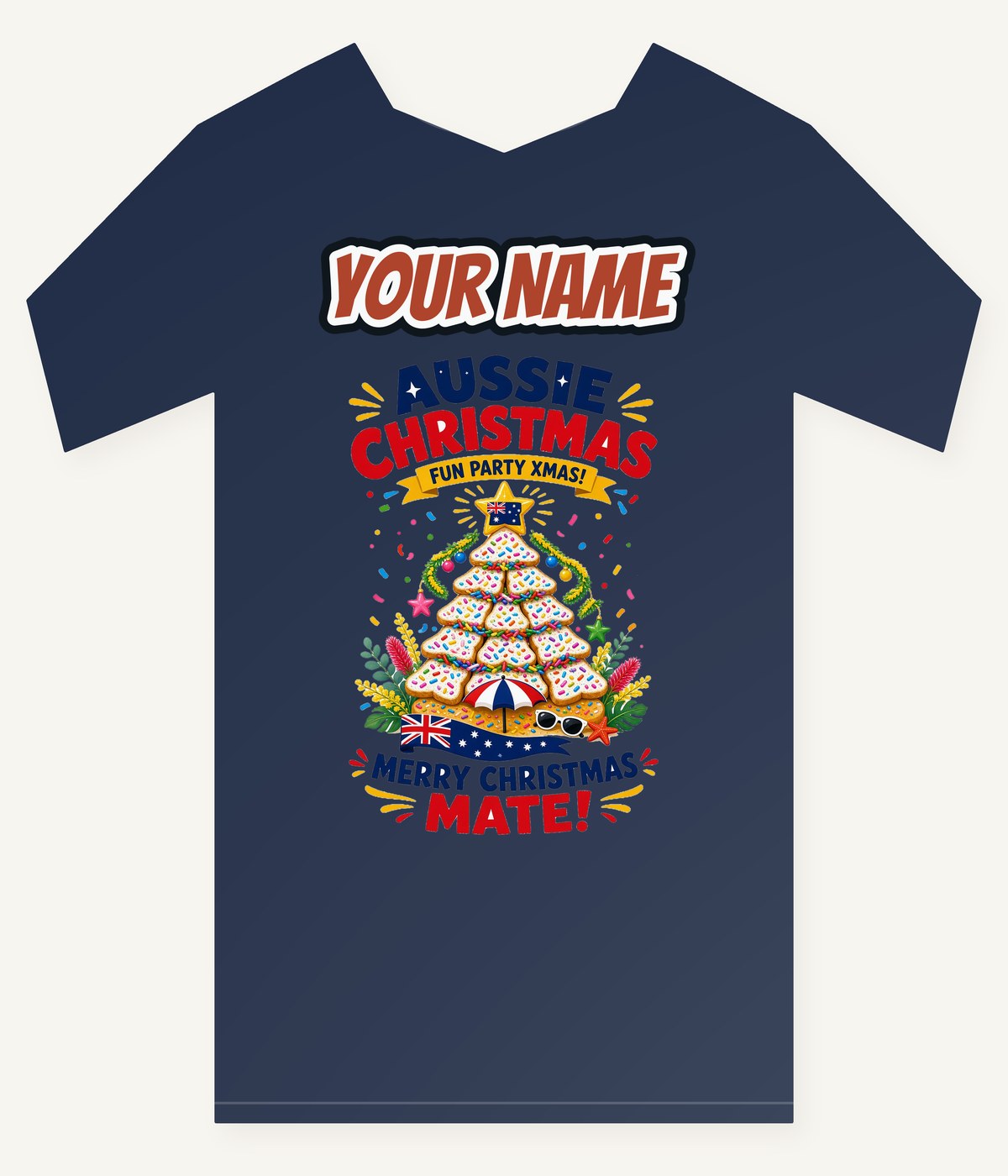 Aussie Christmas Cookie Tree Personalised Kids and Baby Christmas Tee