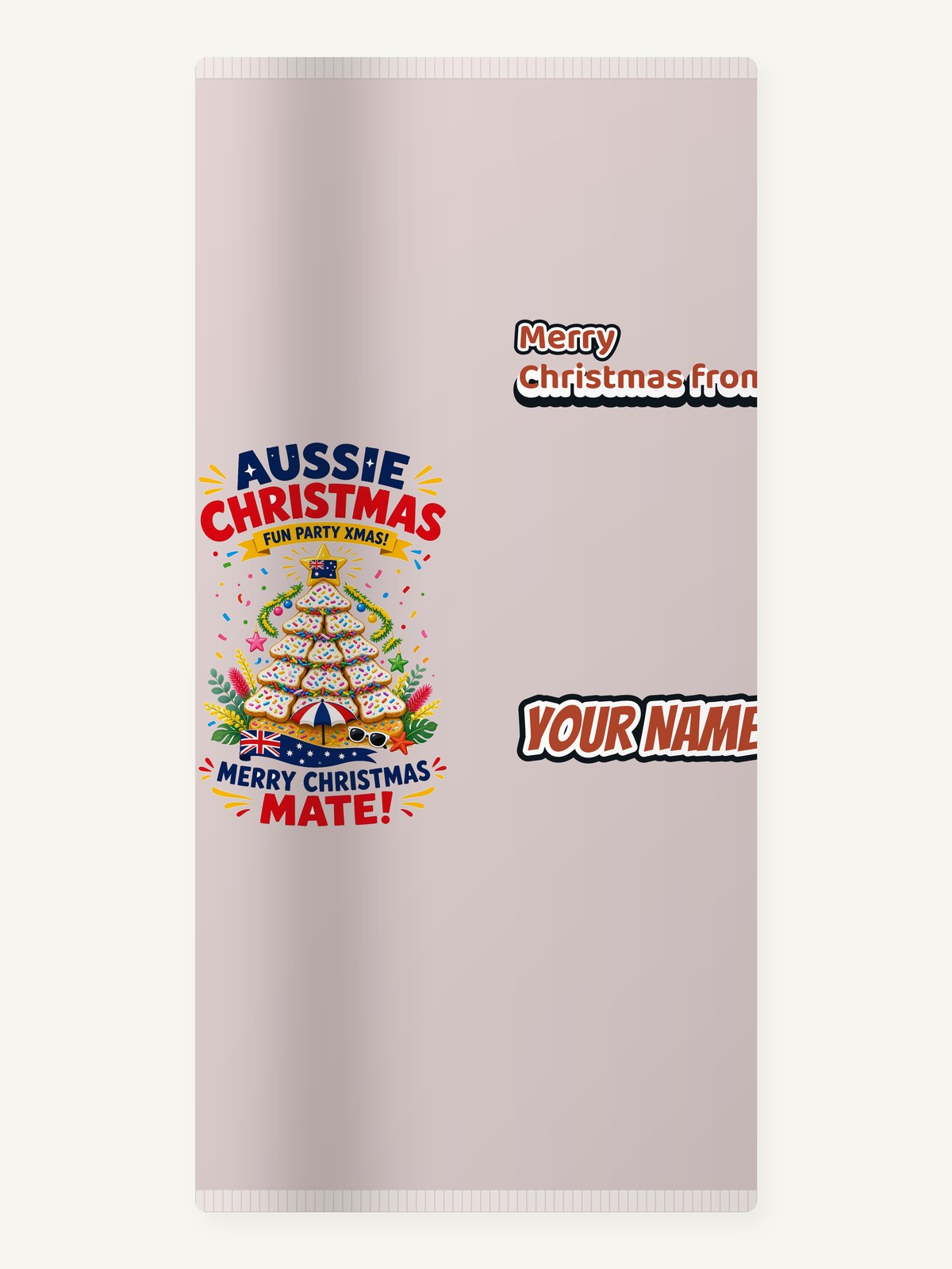 Aussie Christmas Cookie Tree Personalised Beach Towel