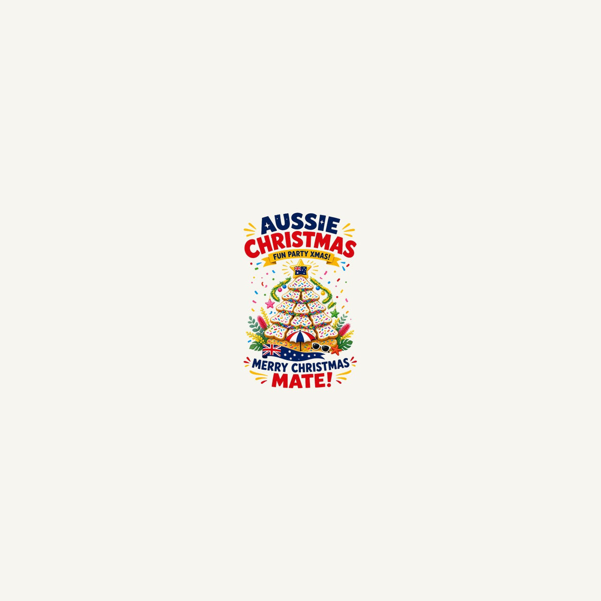 Aussie Christmas Cookie Tree Personalised Beach Towel