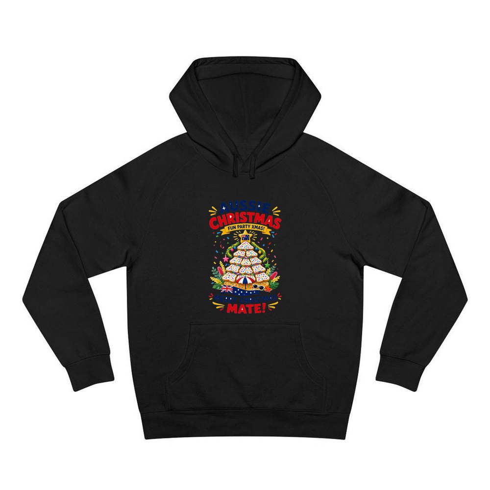 Aussie Christmas Cookie Tree personalised Christmas hoodie in black