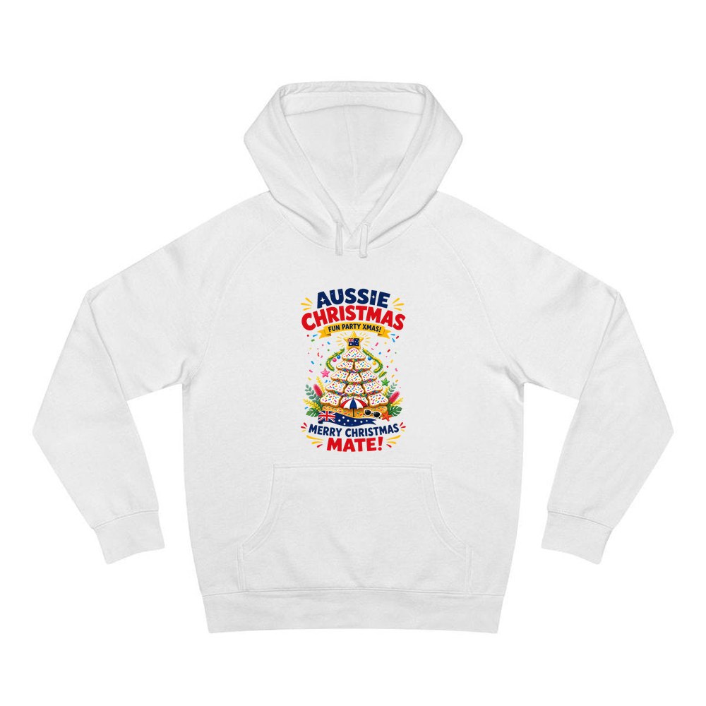 Aussie Christmas Cookie Tree personalised Christmas hoodie in white