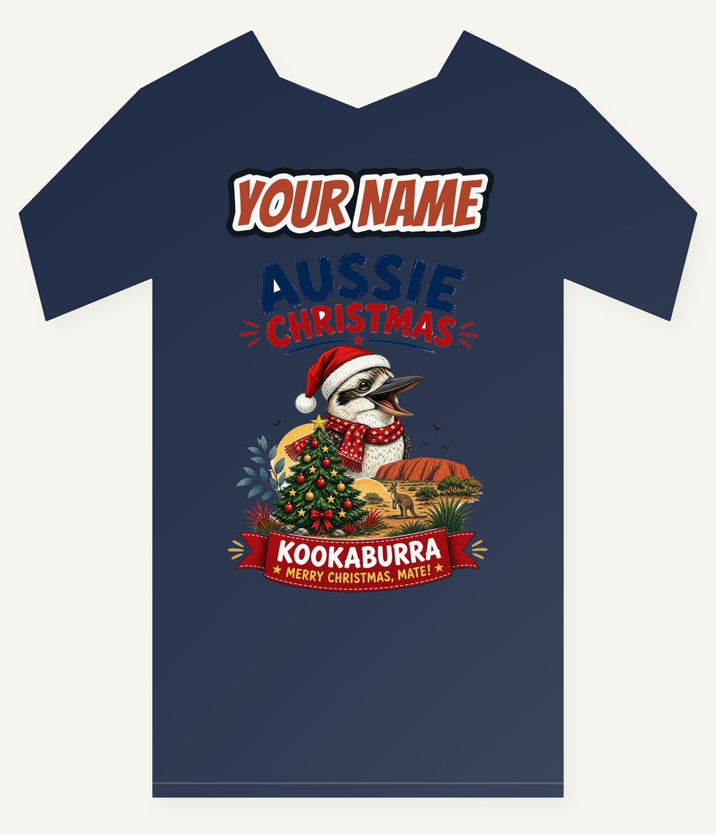 Aussie Kookaburra Christmas Personalised Kids and Baby Christmas Tee