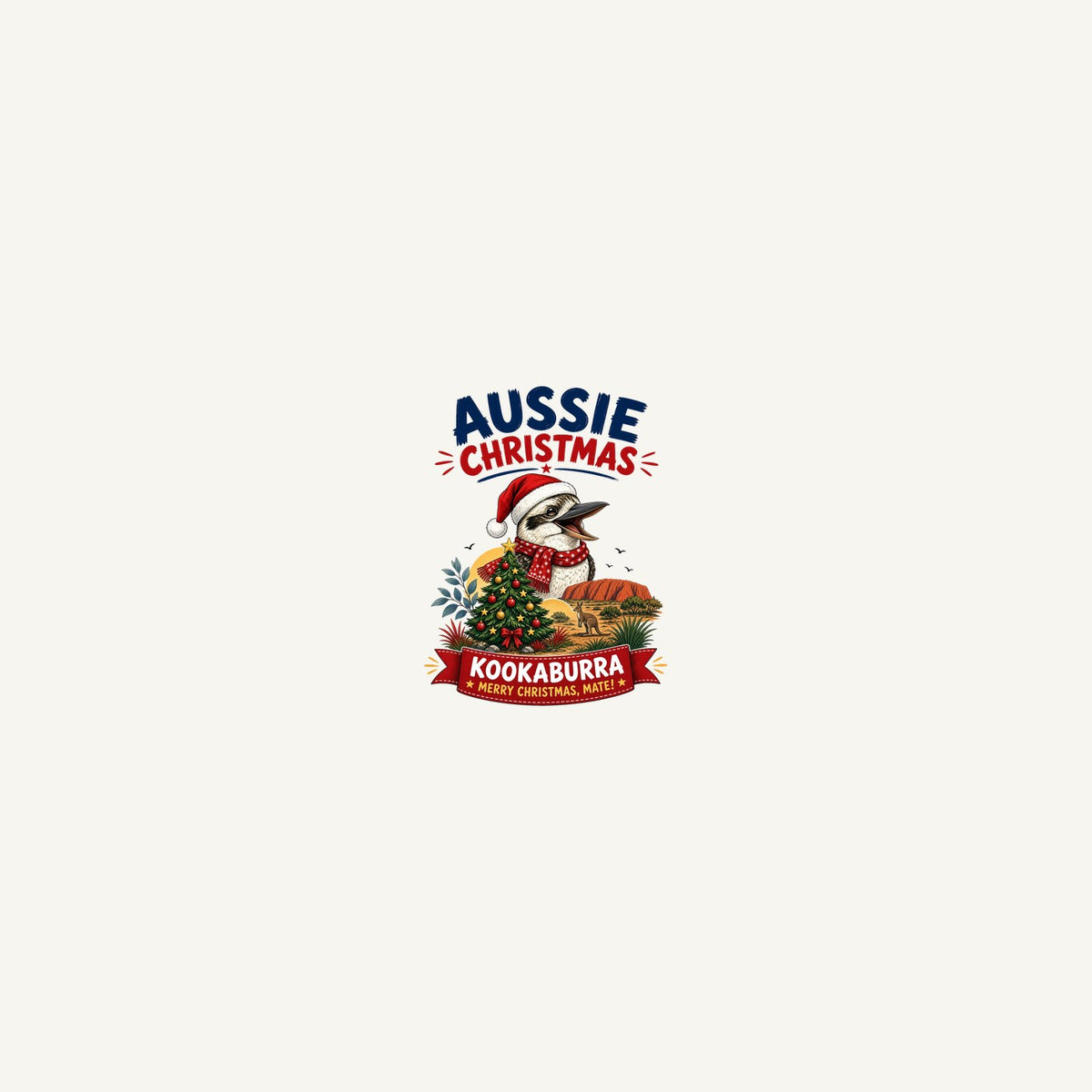 Aussie Kookaburra Christmas Personalised Beach Towel