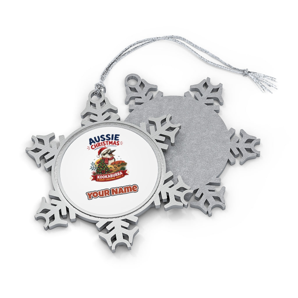 Aussie Kookaburra Christmas Personalised Pewter Christmas Ornament