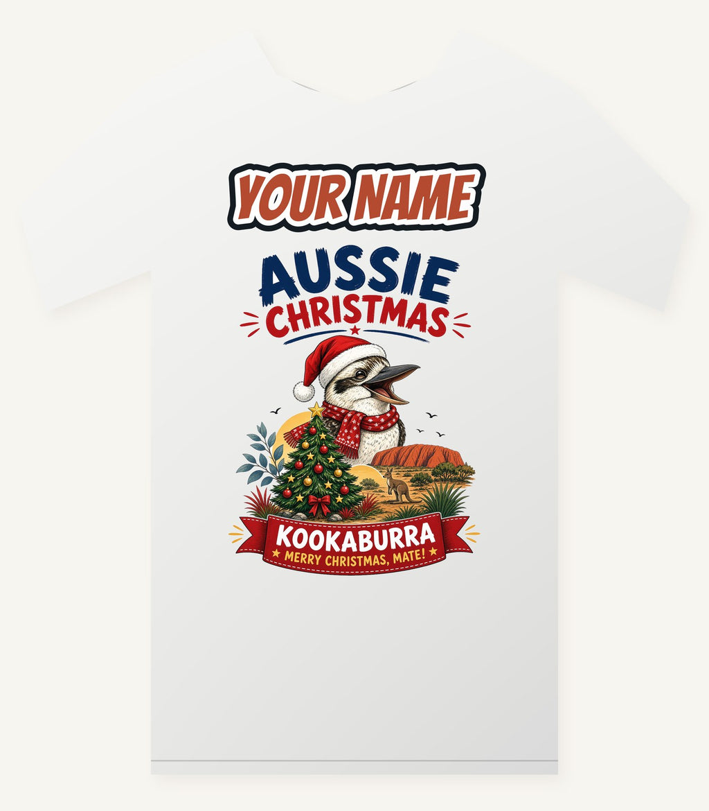 Aussie Kookaburra Christmas Personalised Christmas T-Shirt and Hoodie