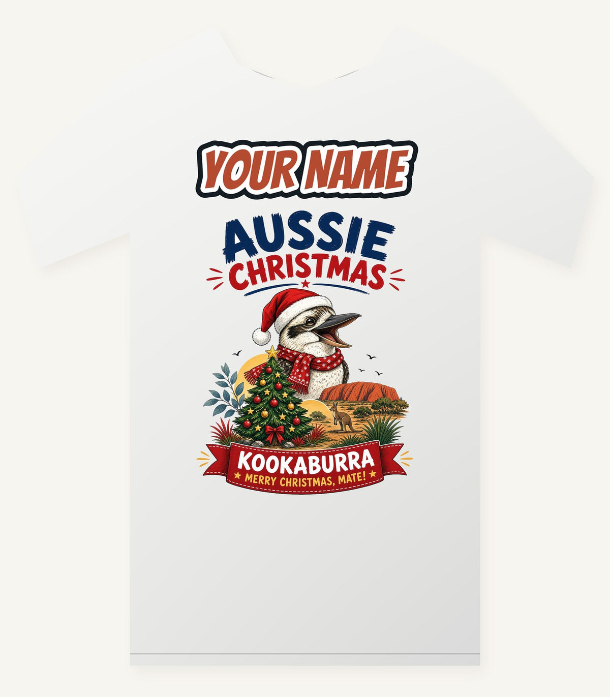 Aussie Kookaburra Christmas Personalised Christmas T-Shirt and Hoodie