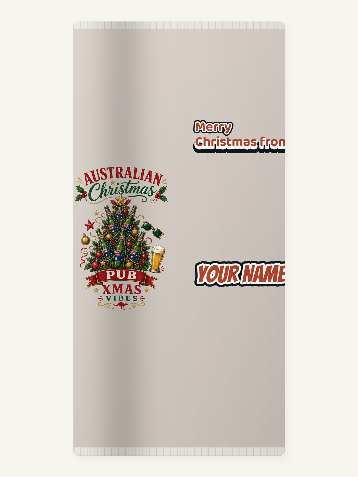 Aussie Pub Christmas Tree Personalised Beach Towel