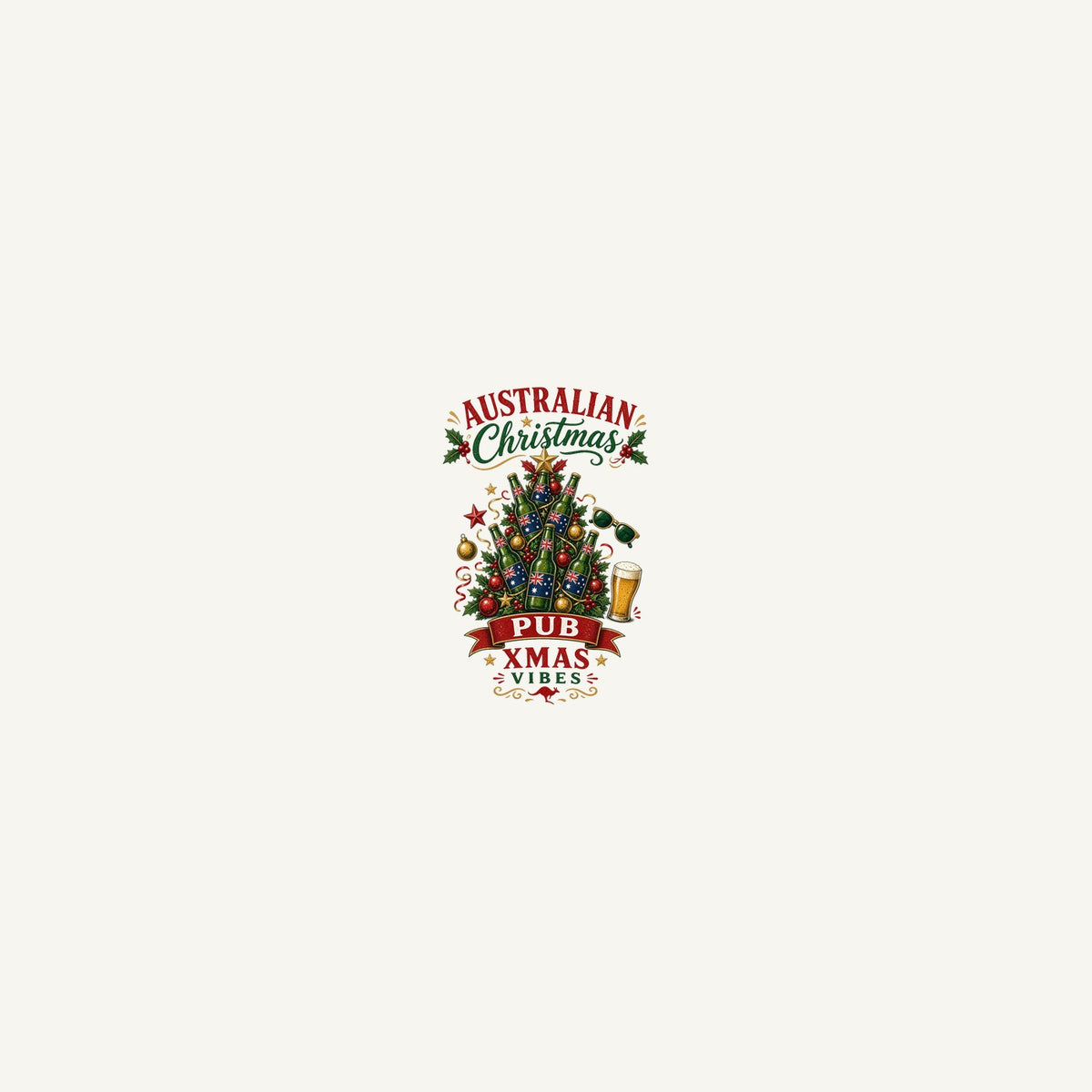 Aussie Pub Christmas Tree Personalised Beach Towel